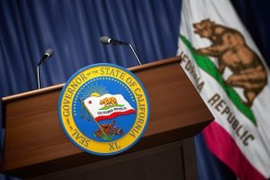 Press conference of governor of the state of California concept.